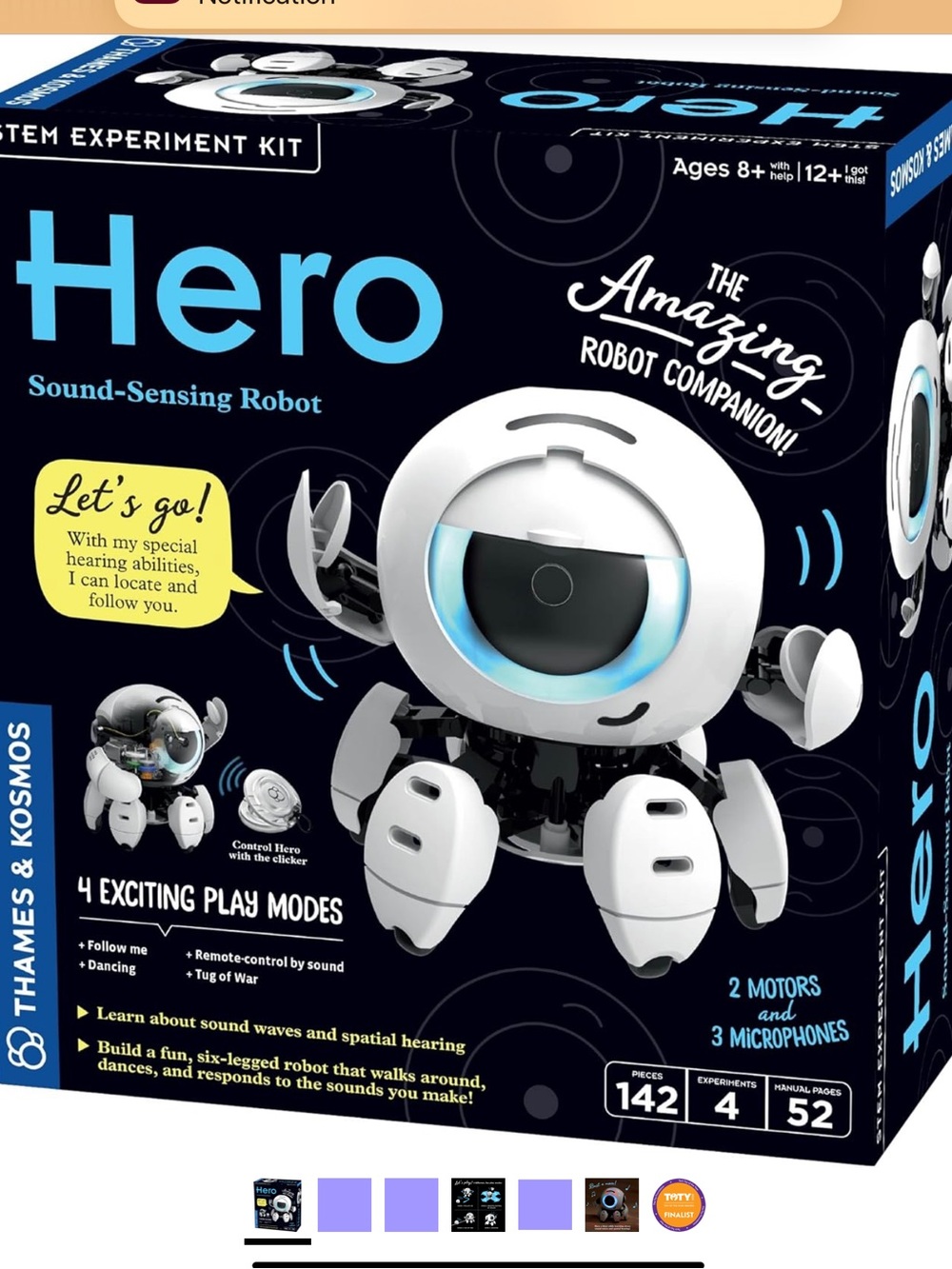 Hero Sound-Sensing Robot Toy - White and Black with Blue Accent